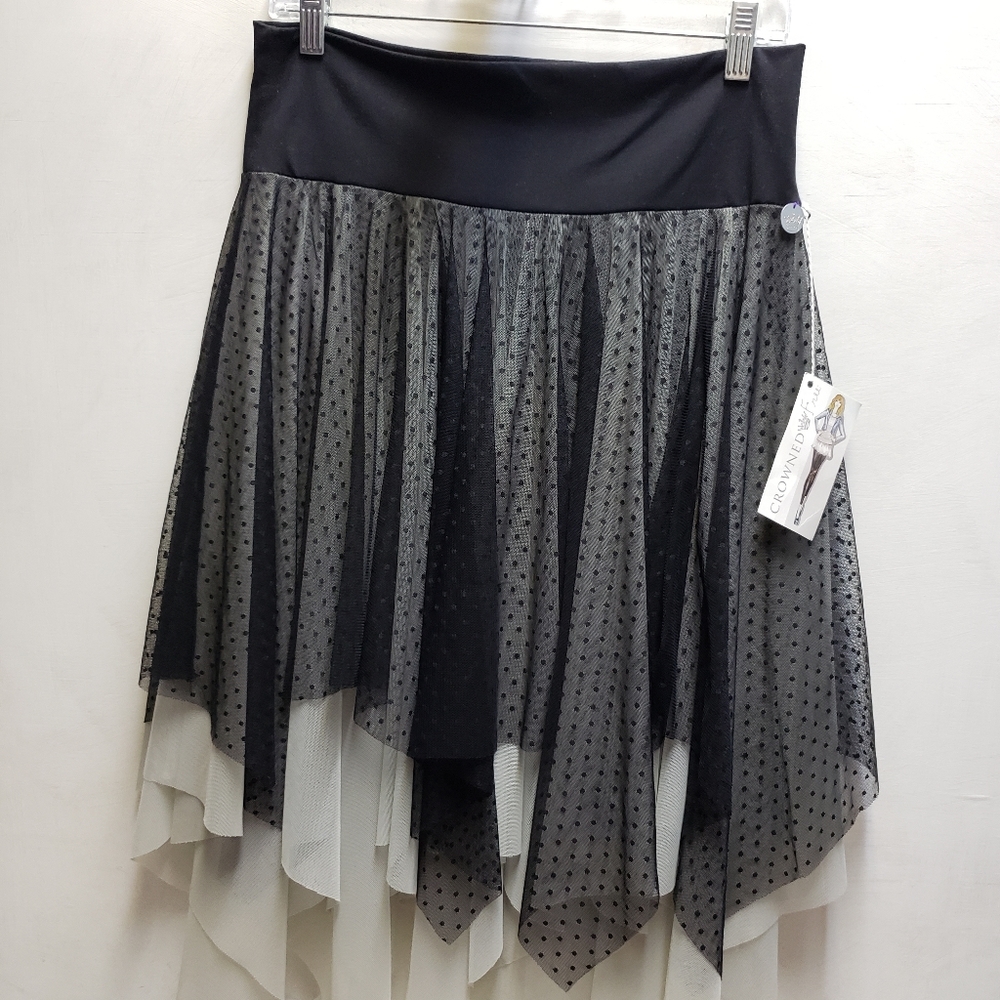 Crowned Free M/L layered lace black & white skirt brand new NWT